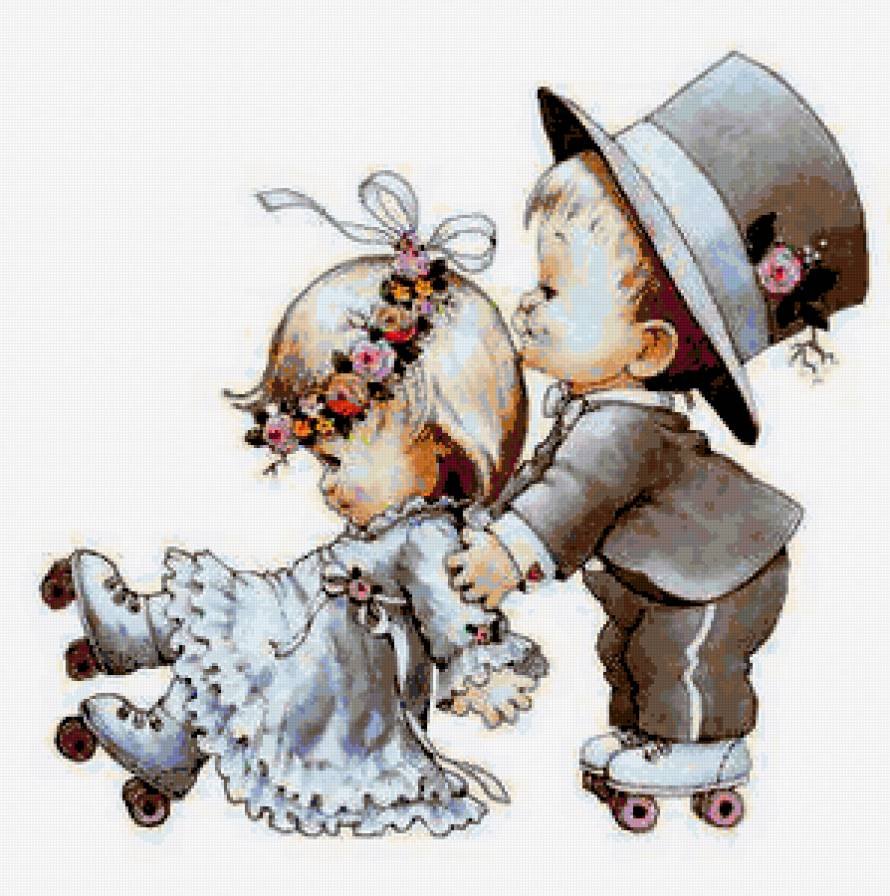 Мальчик девочка свадьба нарисованные