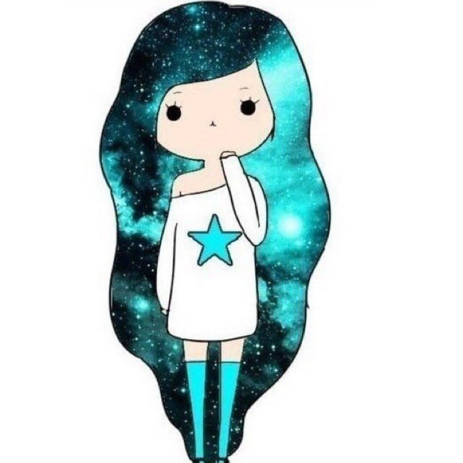 Девочка с волосами космоса