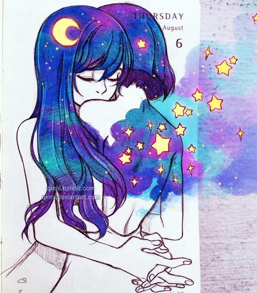 Девушка в стиле космос рисунок