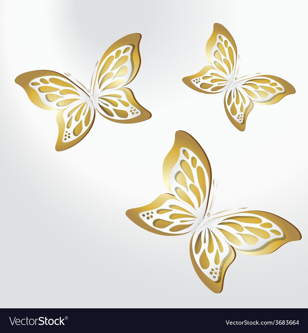 Бабочки бело золотые