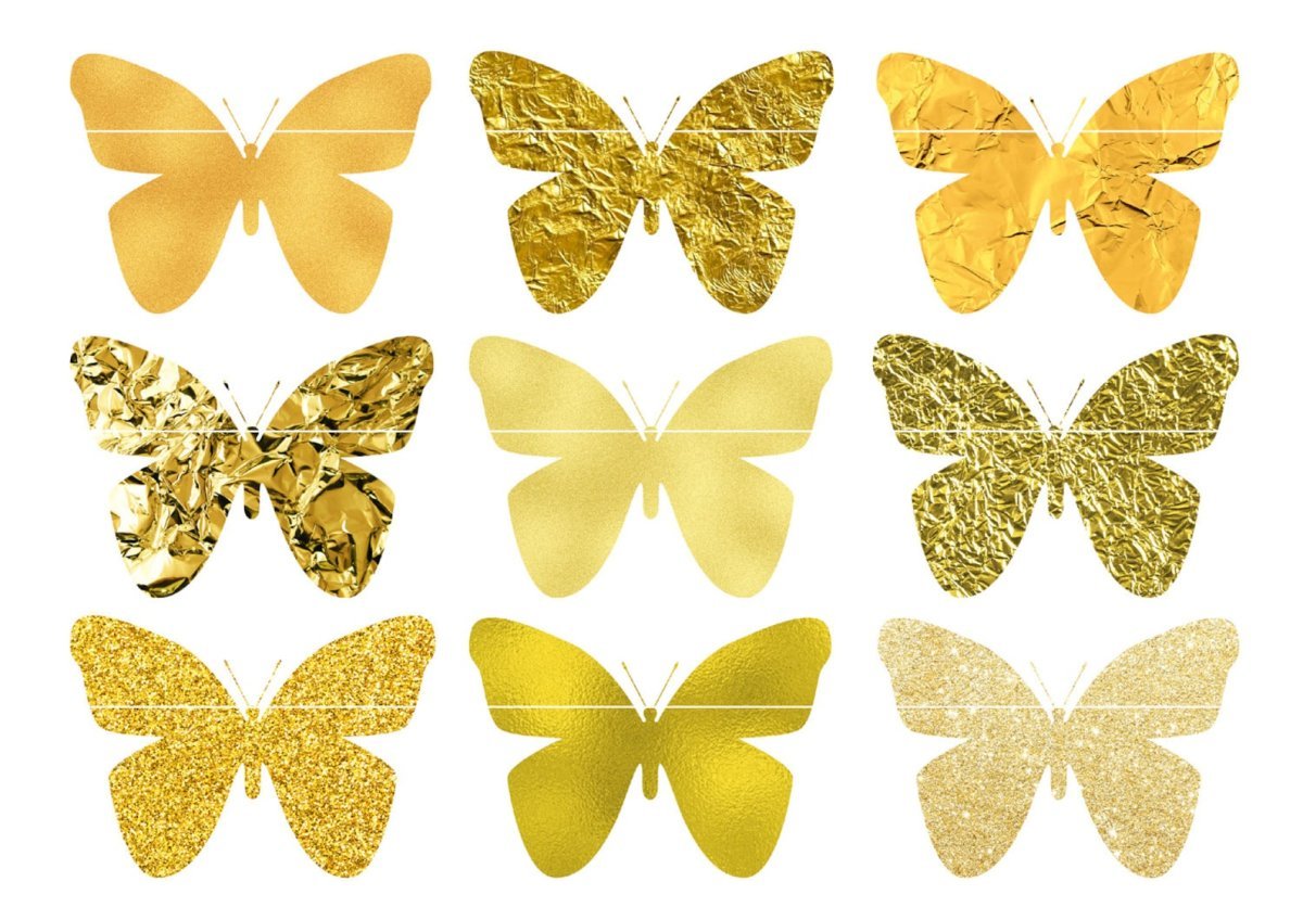 Золотые бабочки на прозрачном фоне