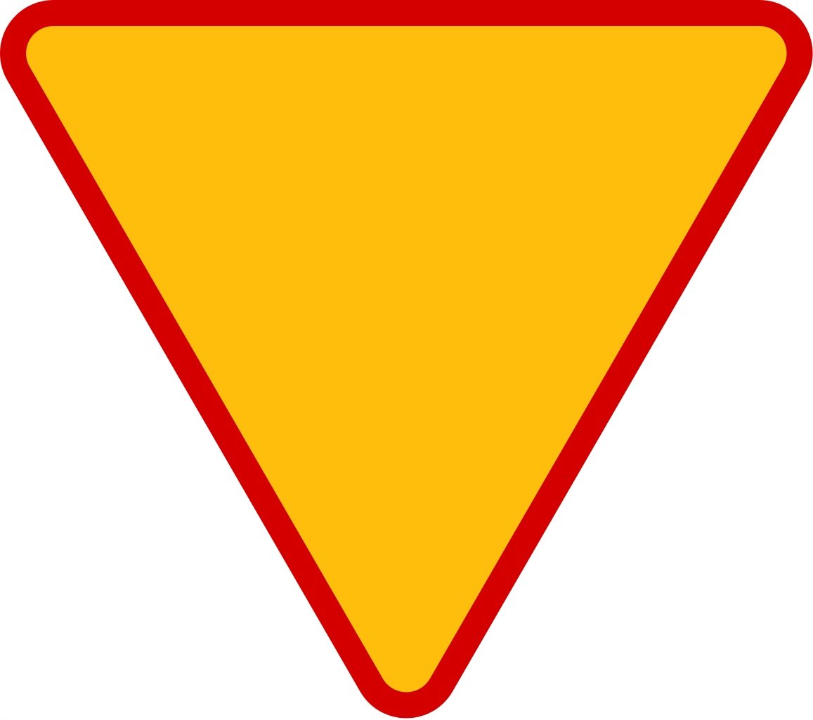 Знак белый треугольник с красной каймой