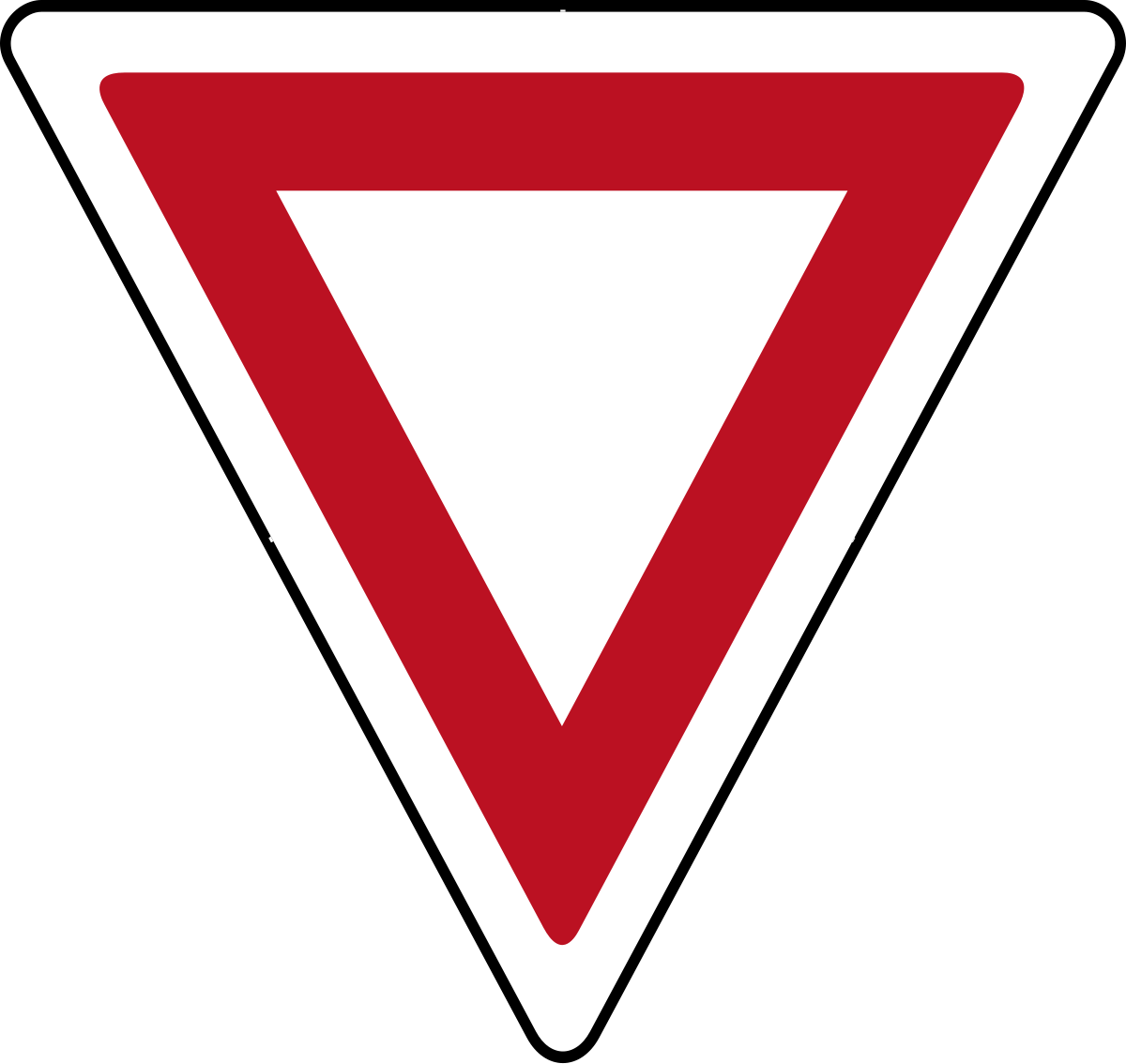 Красный перевернутый треугольник дорожный знак