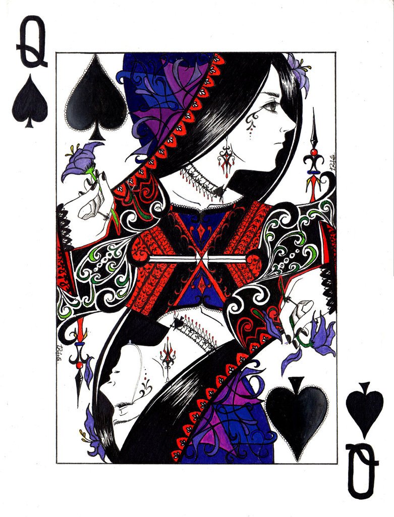 Игральная карта дама пик