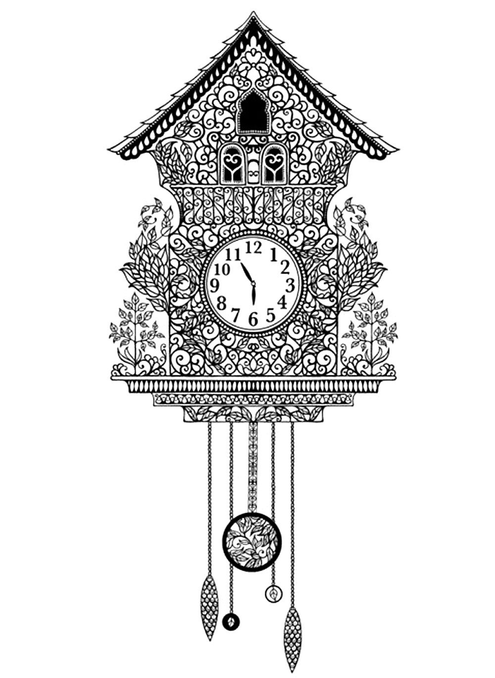 Часы с кукушкой трафарет
