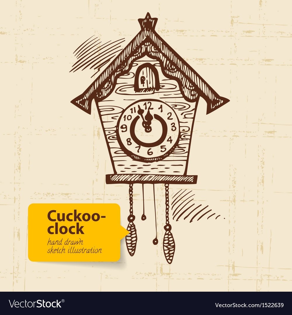 Старинные часы с кукушкой вектор