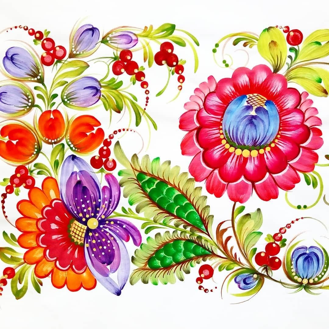 Петриковская роспись акварелью