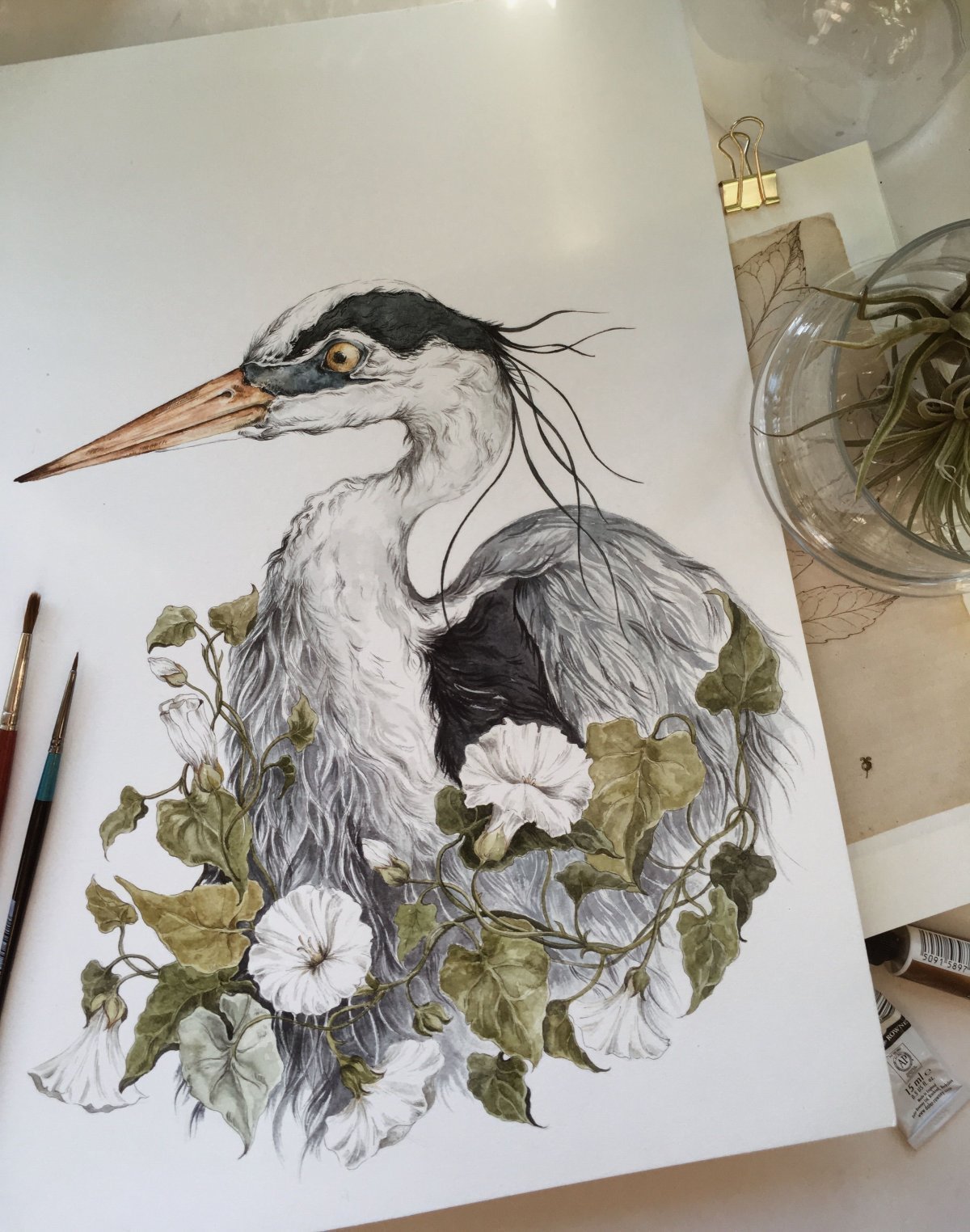 Цапля рисунок