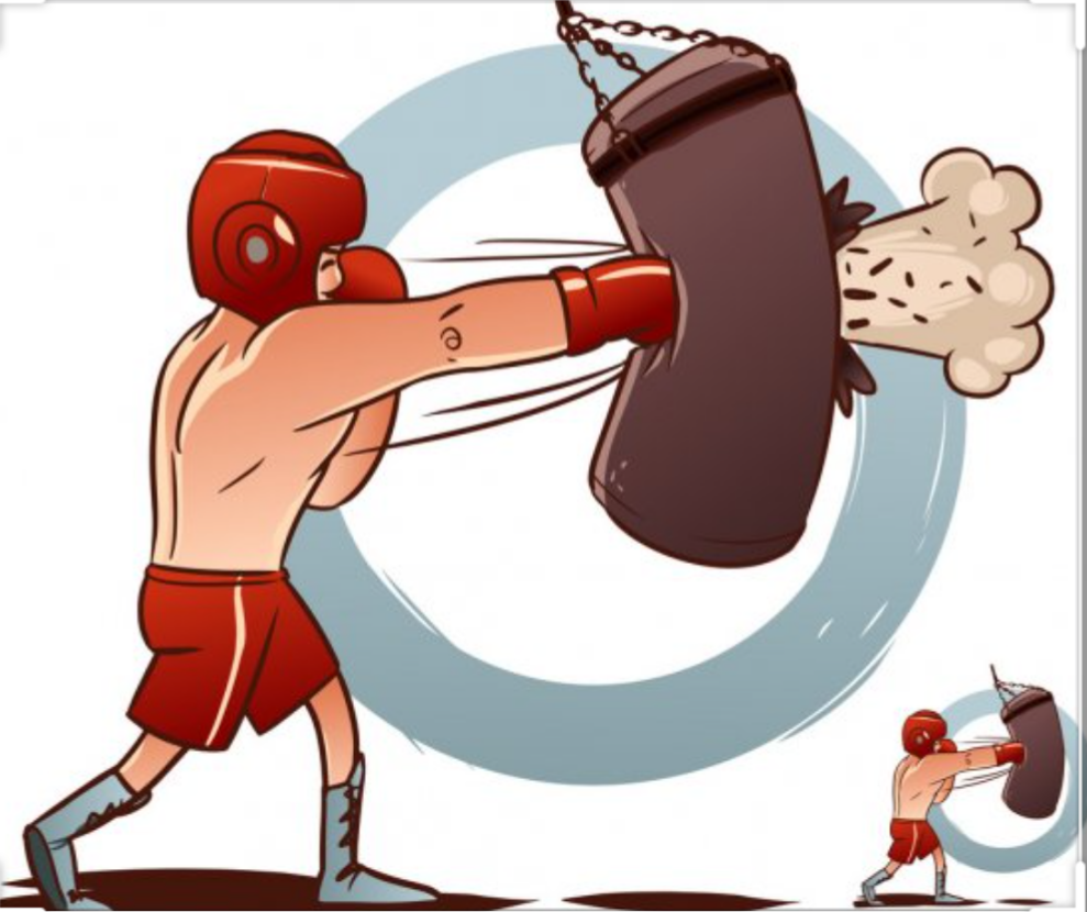 Удар на белом фоне