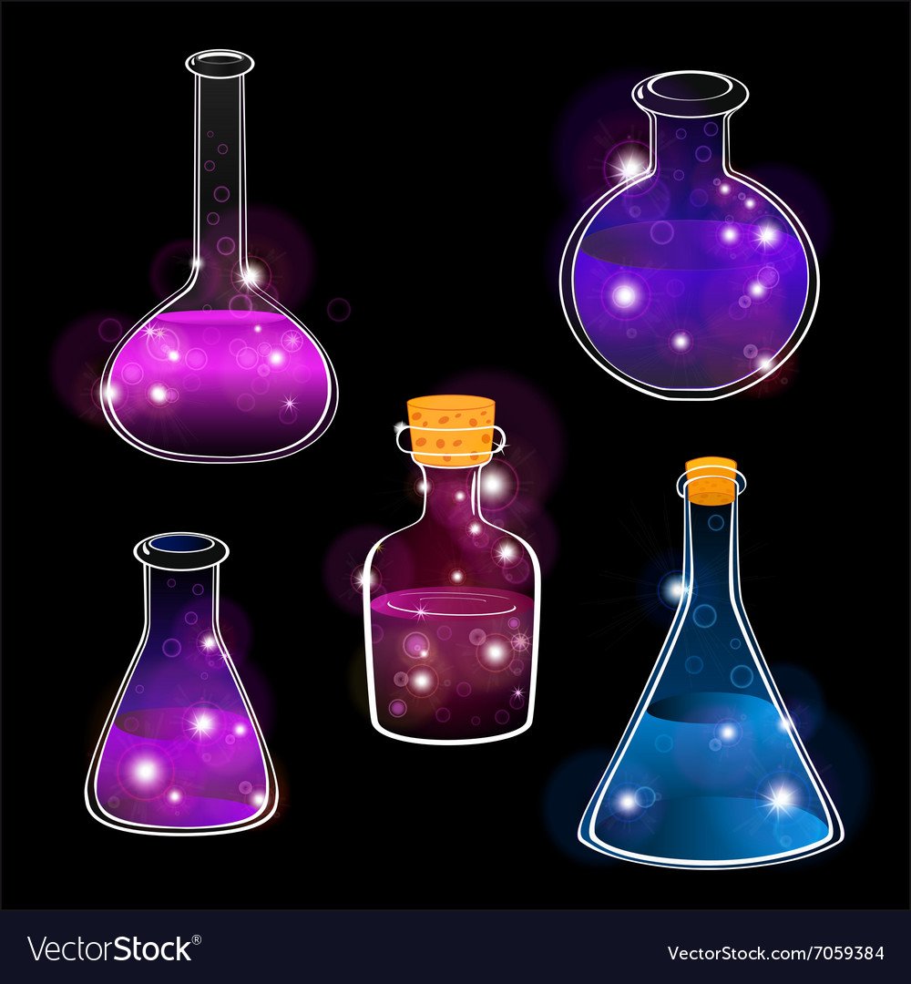 Склянка с зельем мультяшная на белом фоне