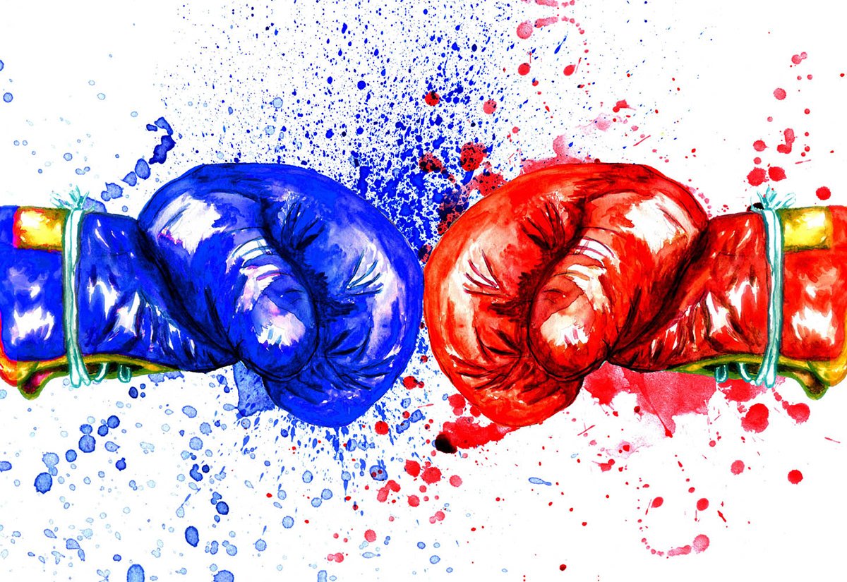 Боксерские перчатки акварель