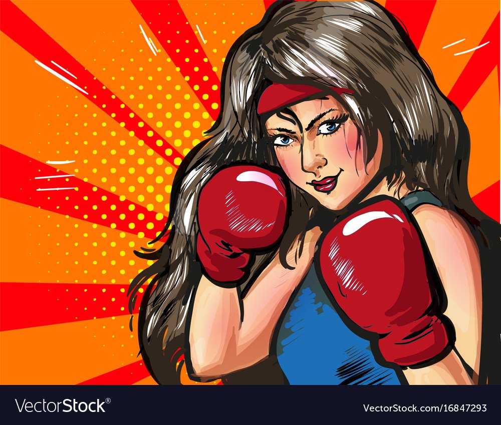 Женщина в боксерских перчатках рисунок