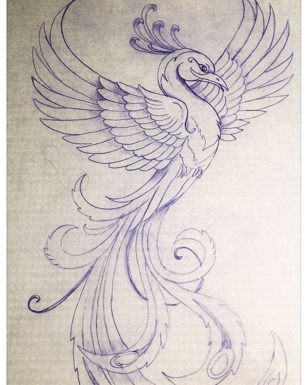 Птица Симург тату эскизы