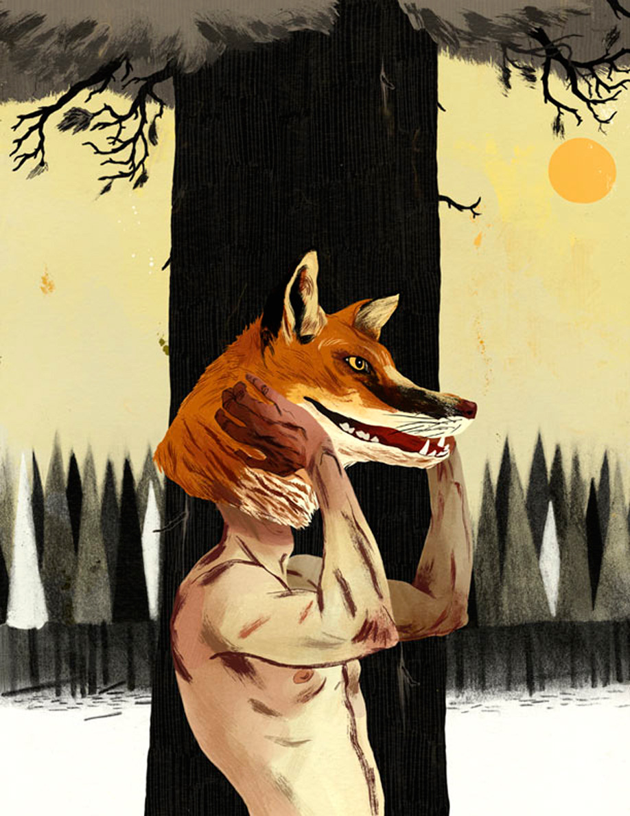 Смешной Лис нарисованный