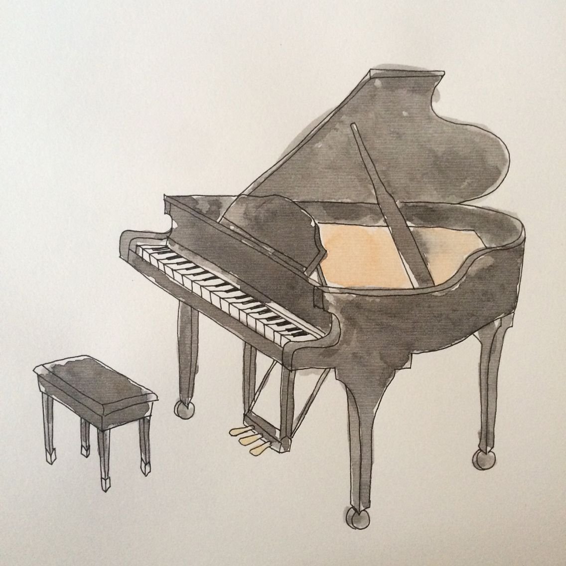 Пианино акварель