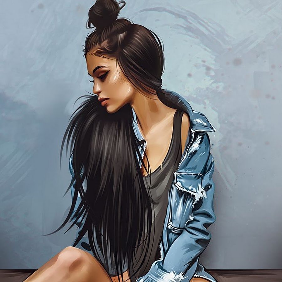 Мультяшная брюнетка