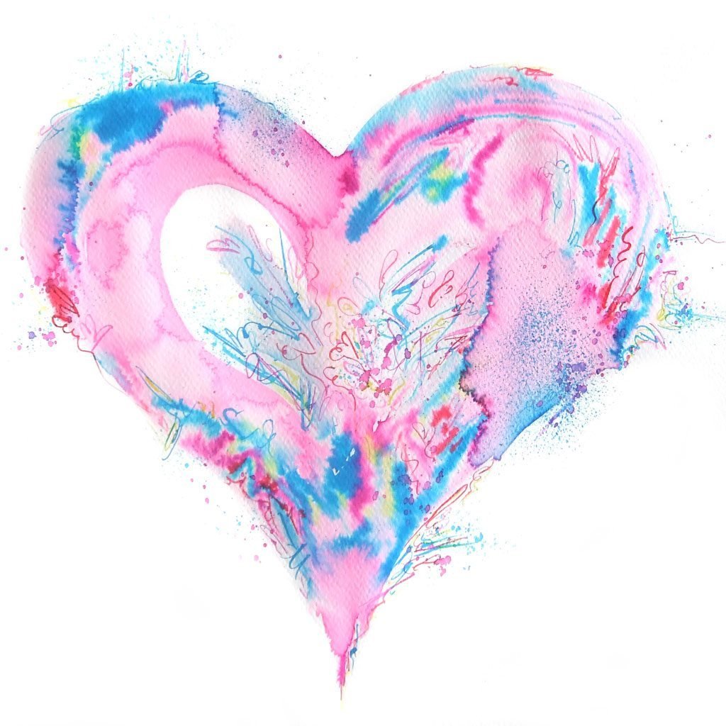 Акварельные сердечки