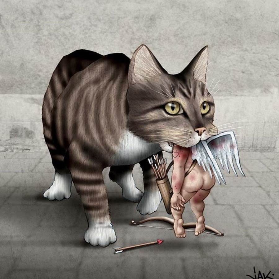 Забавные кошки в картинах