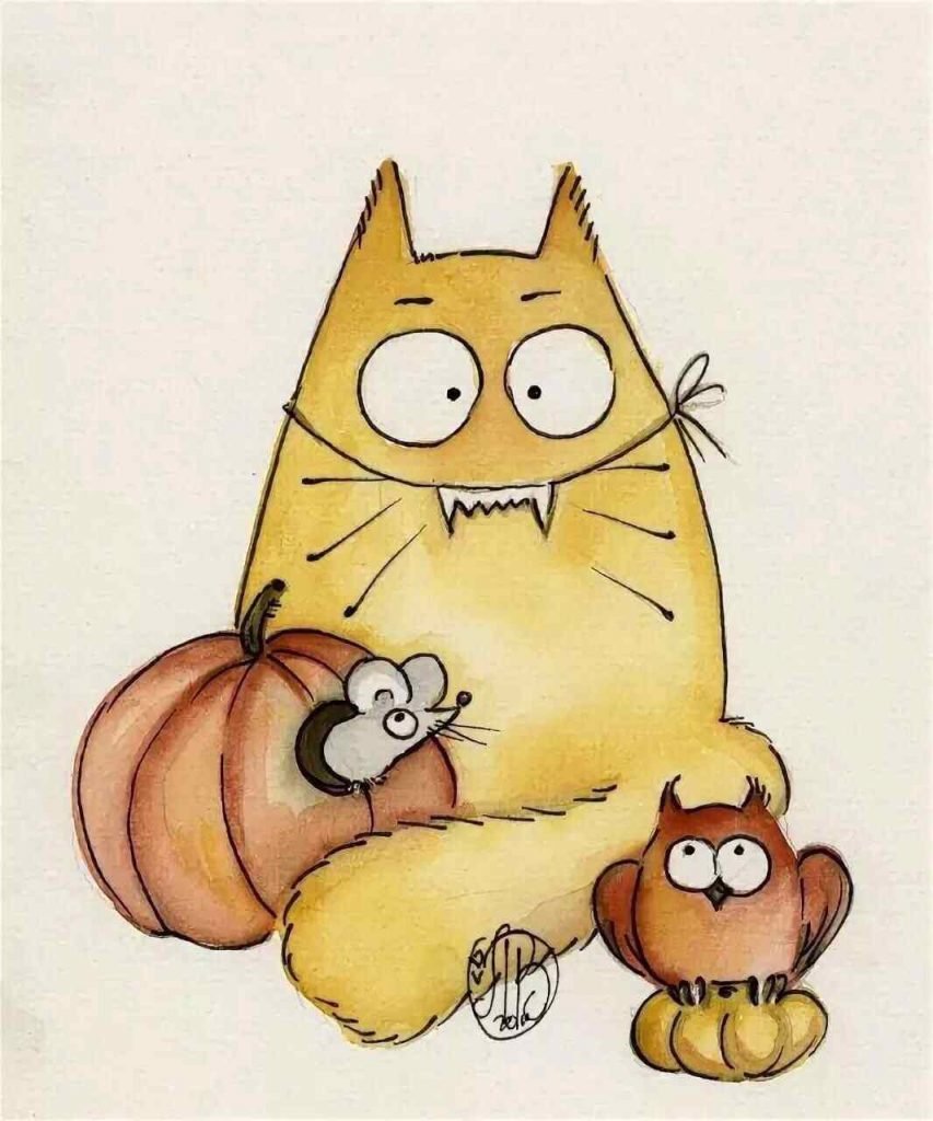 Кот с кофе арт