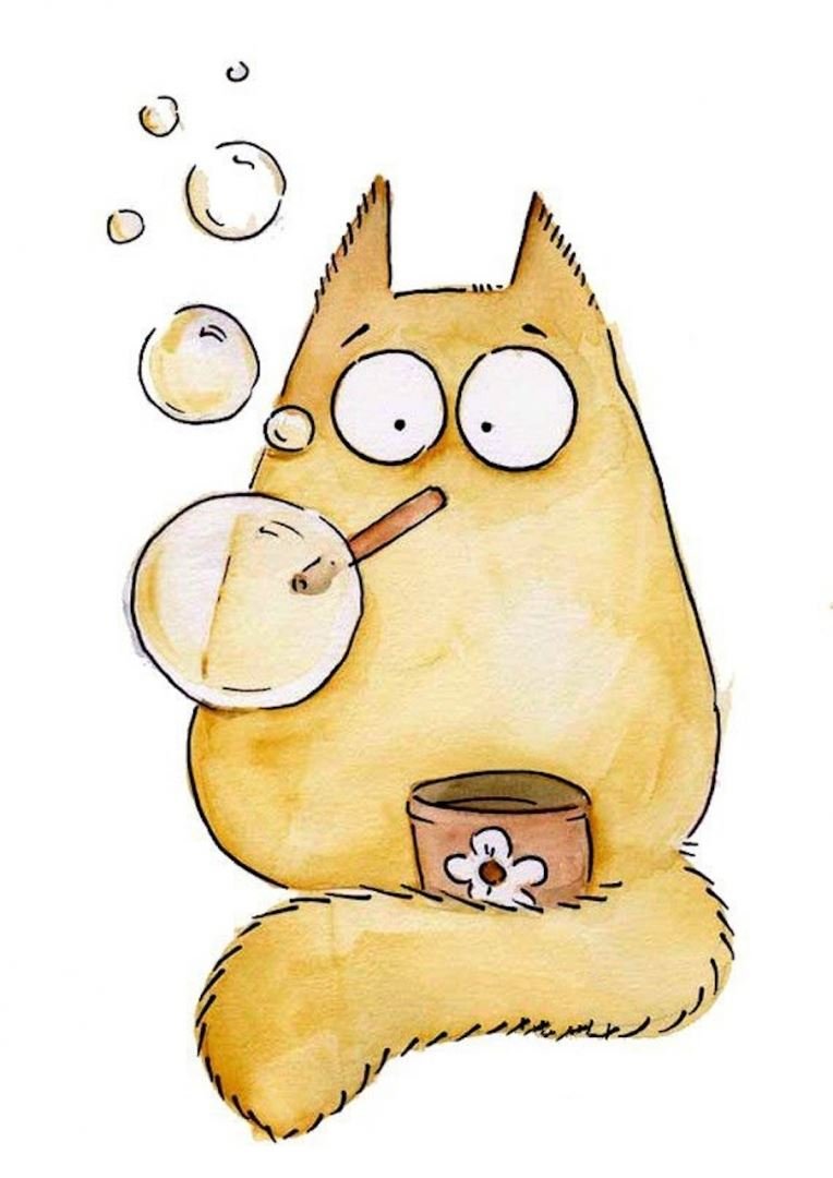 Нарисованный кот в свитере смешной