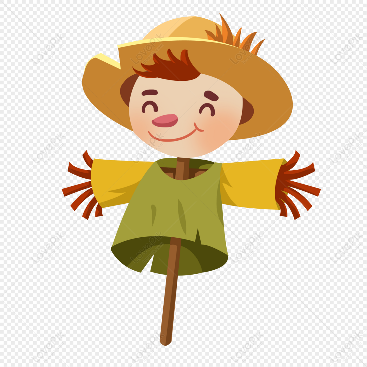 Пугало огородное на белом фоне