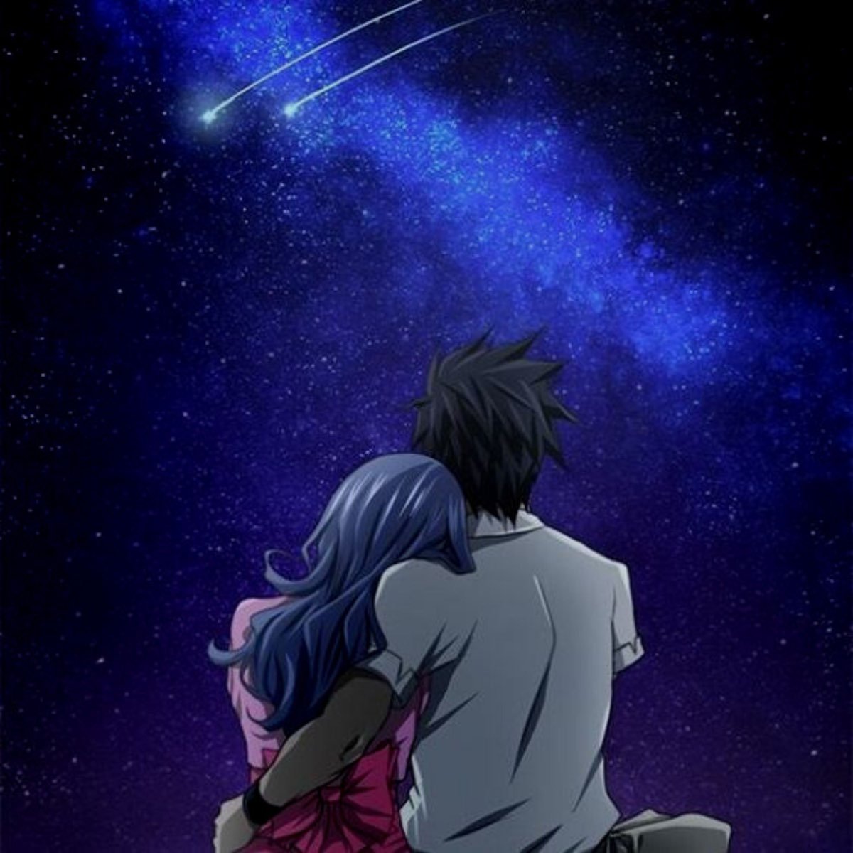 Парень и девушка под звездным небом