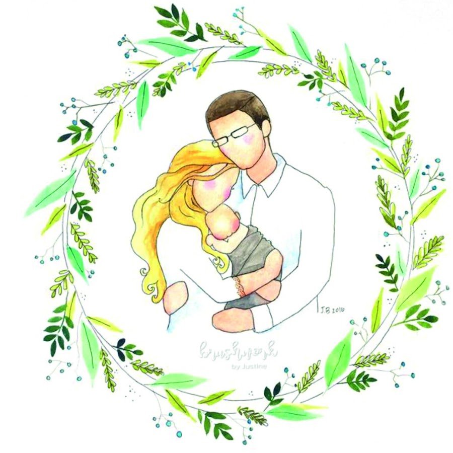 Семья акварель