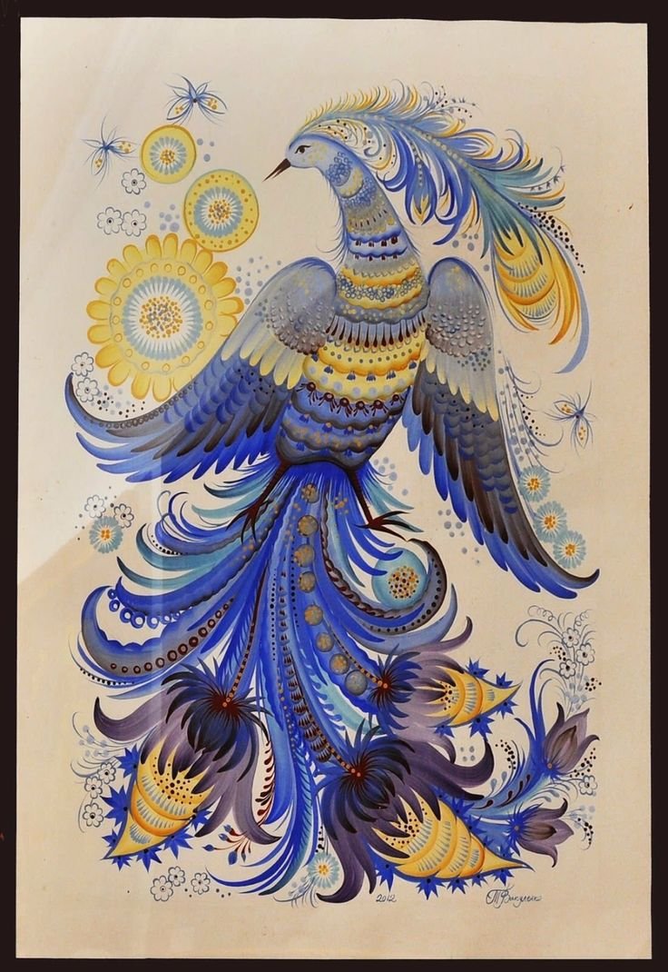 Петриковская роспись Павлин