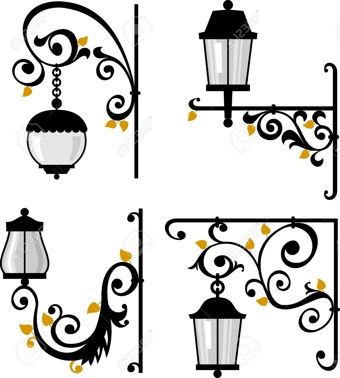 Эскиз украшения для уличного фонаря