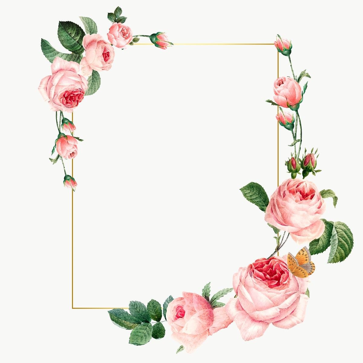 Прямоугольная рамка с цветами