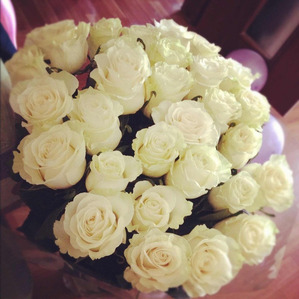 Розовые розы букет селфи