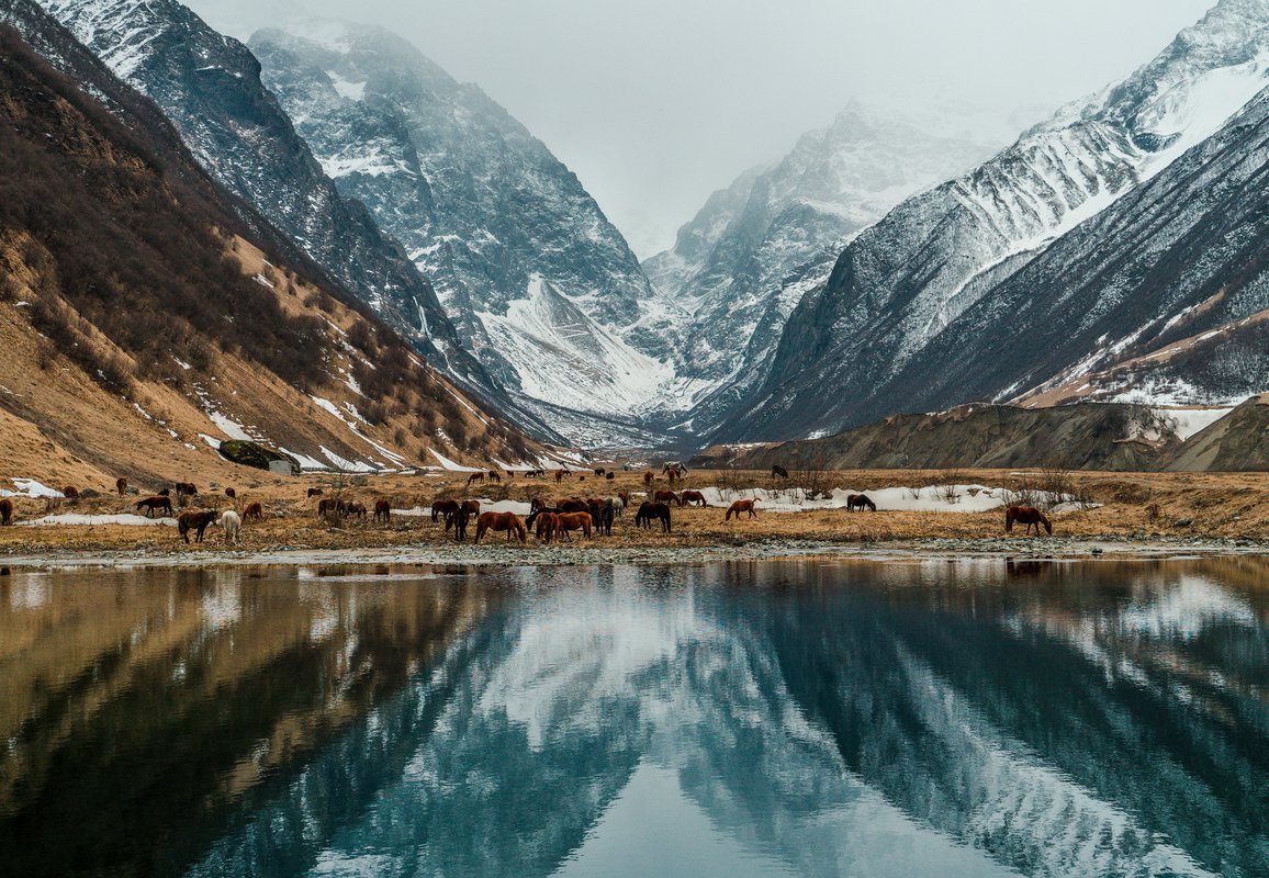 Северная Осетия горы зима