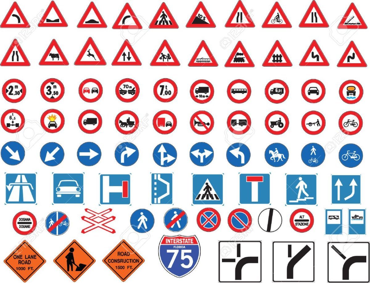 Знаки дорожного движения много