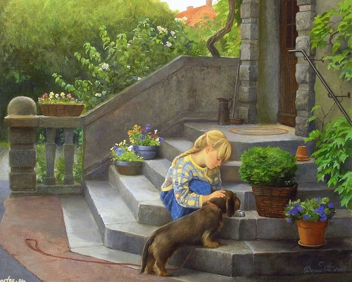 Мальчик и щенок картинки