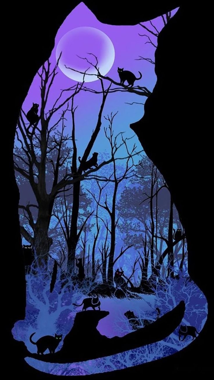 Силуэт на фоне Луны