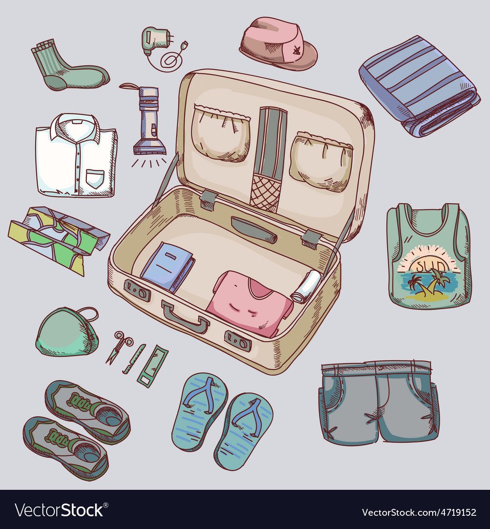 Нарисованные вещи для поездки