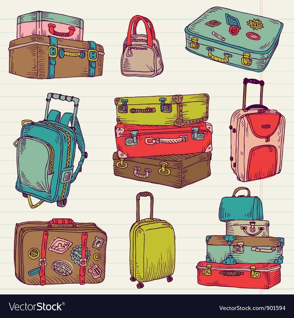 Путешествия с чемоданом нарисовано