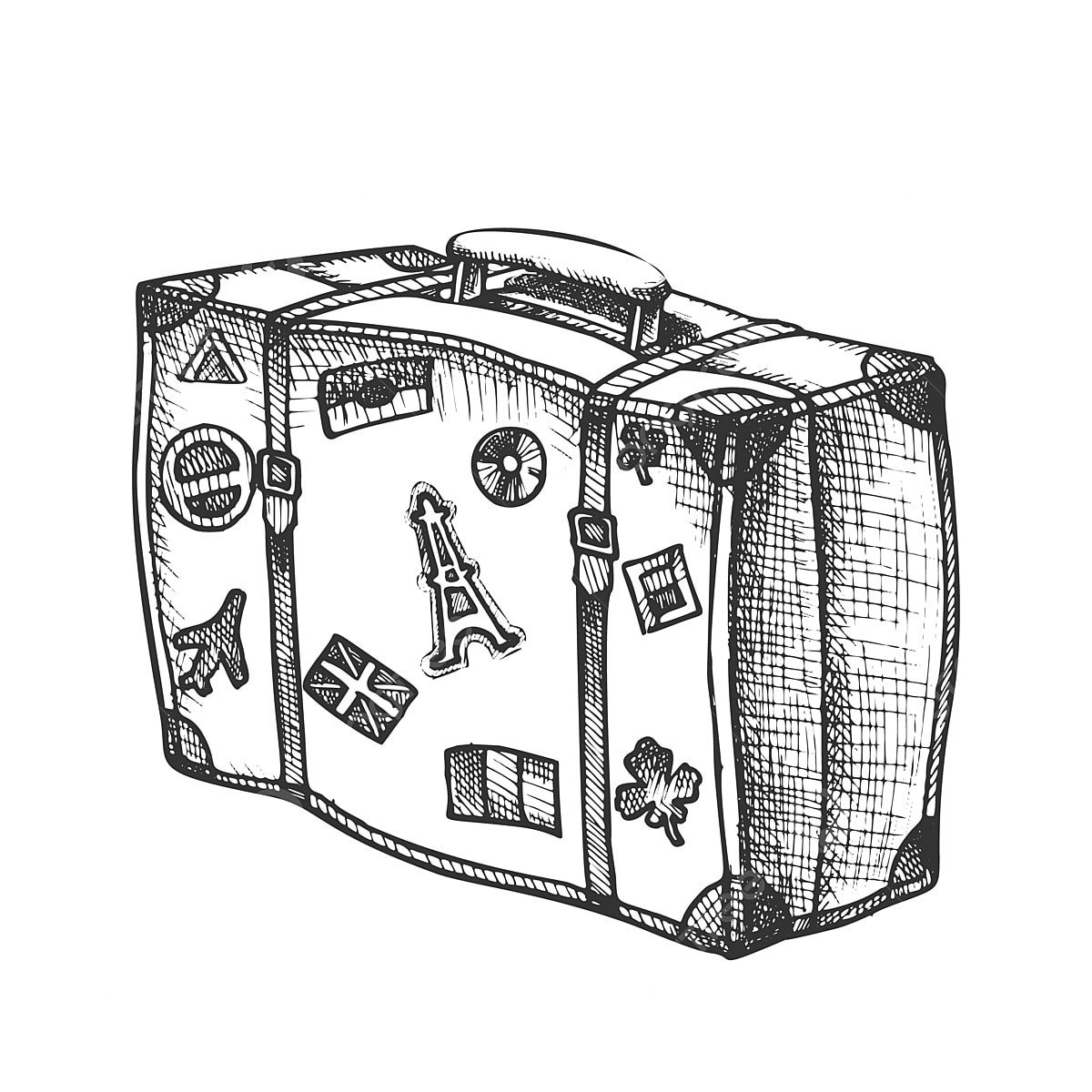 Путешествия с чемоданом нарисовано