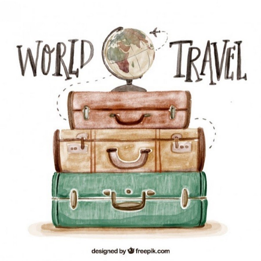 Путешествие акварель на белом фоне