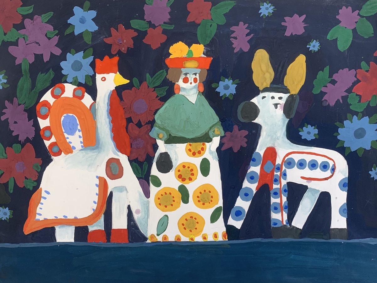 Картинка дымковский козлик