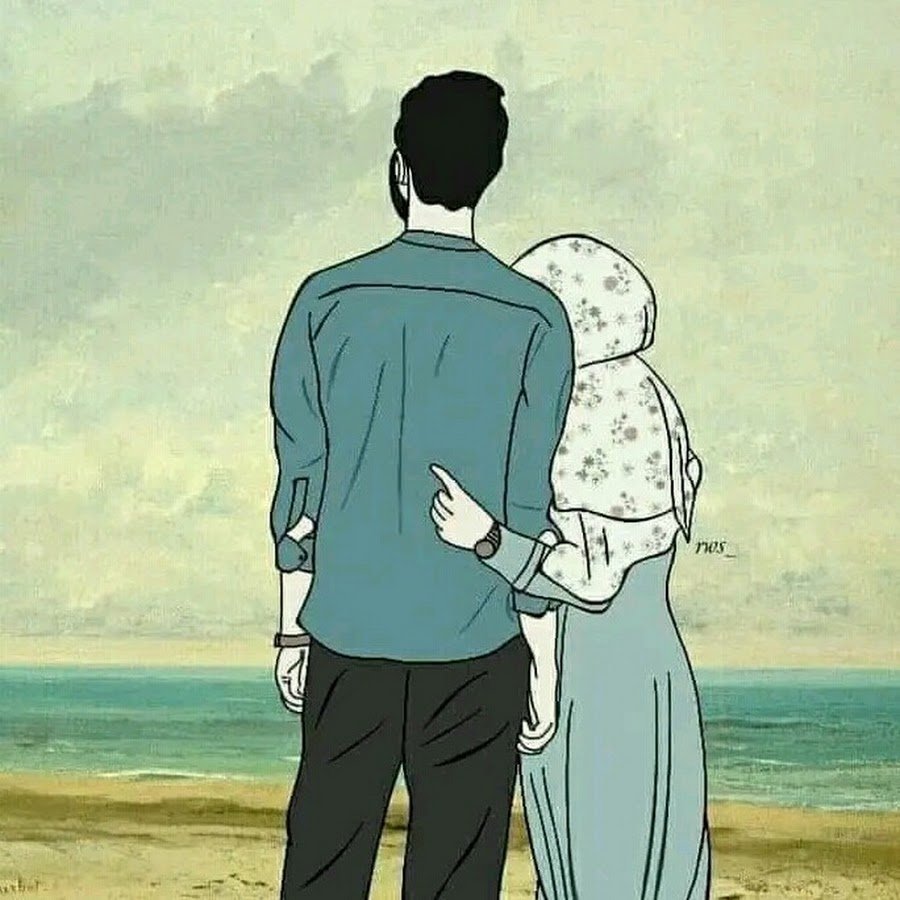 Мусульманская пара со спины