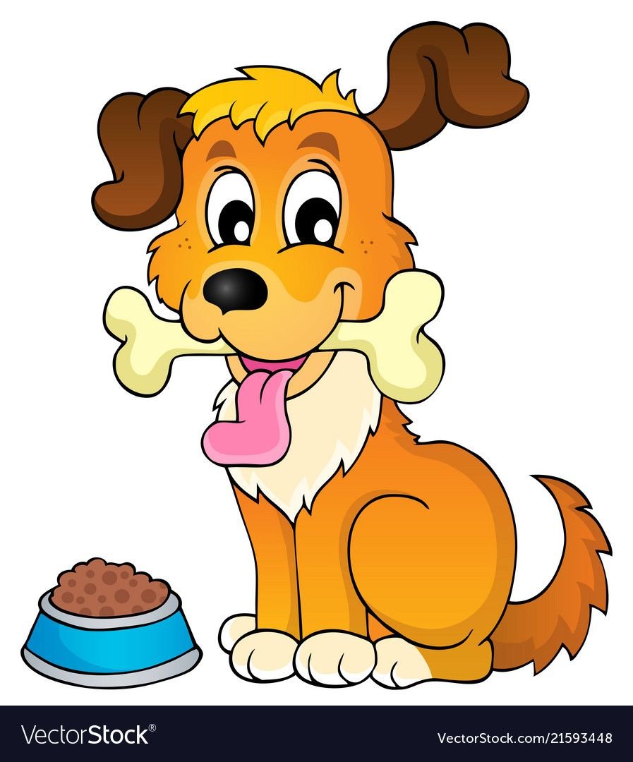 Собака кушает косточку