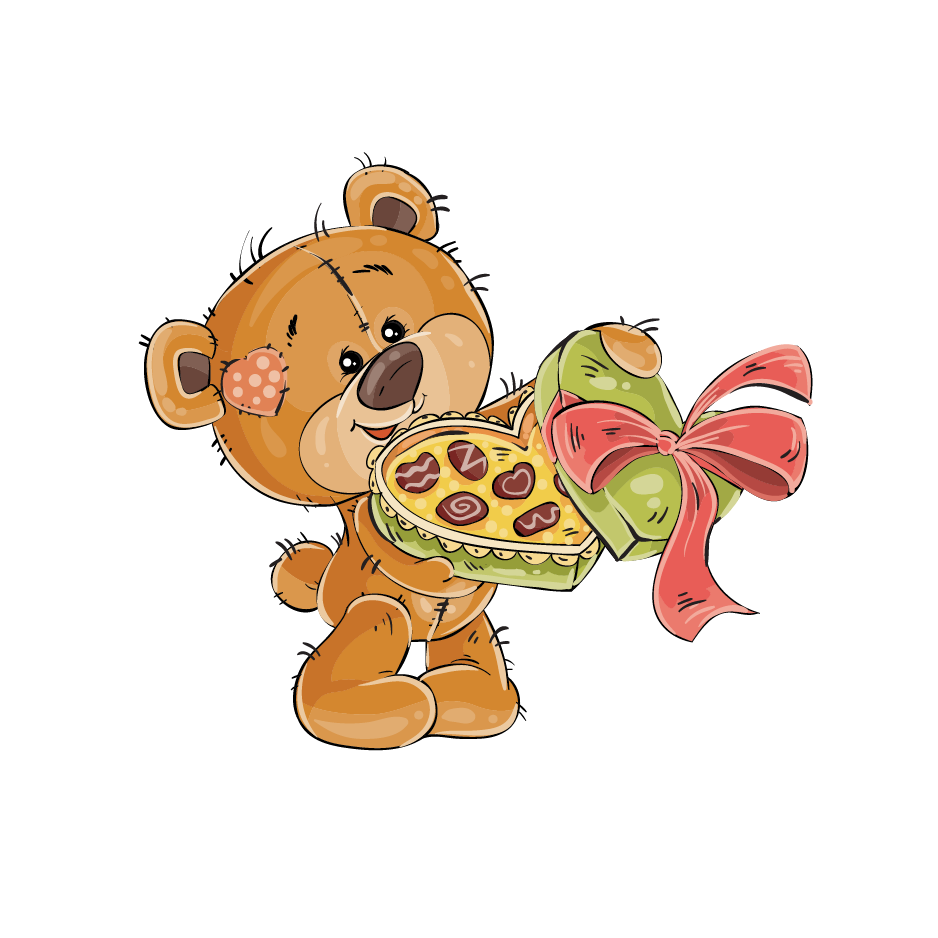 Мишка с днем рождения на прозрачном фоне