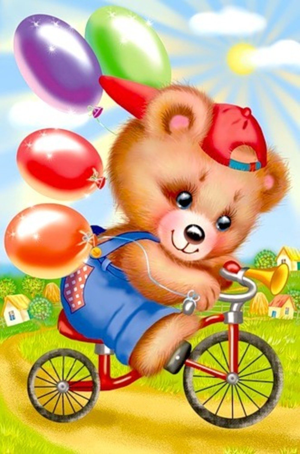 Мишка на велосипеде