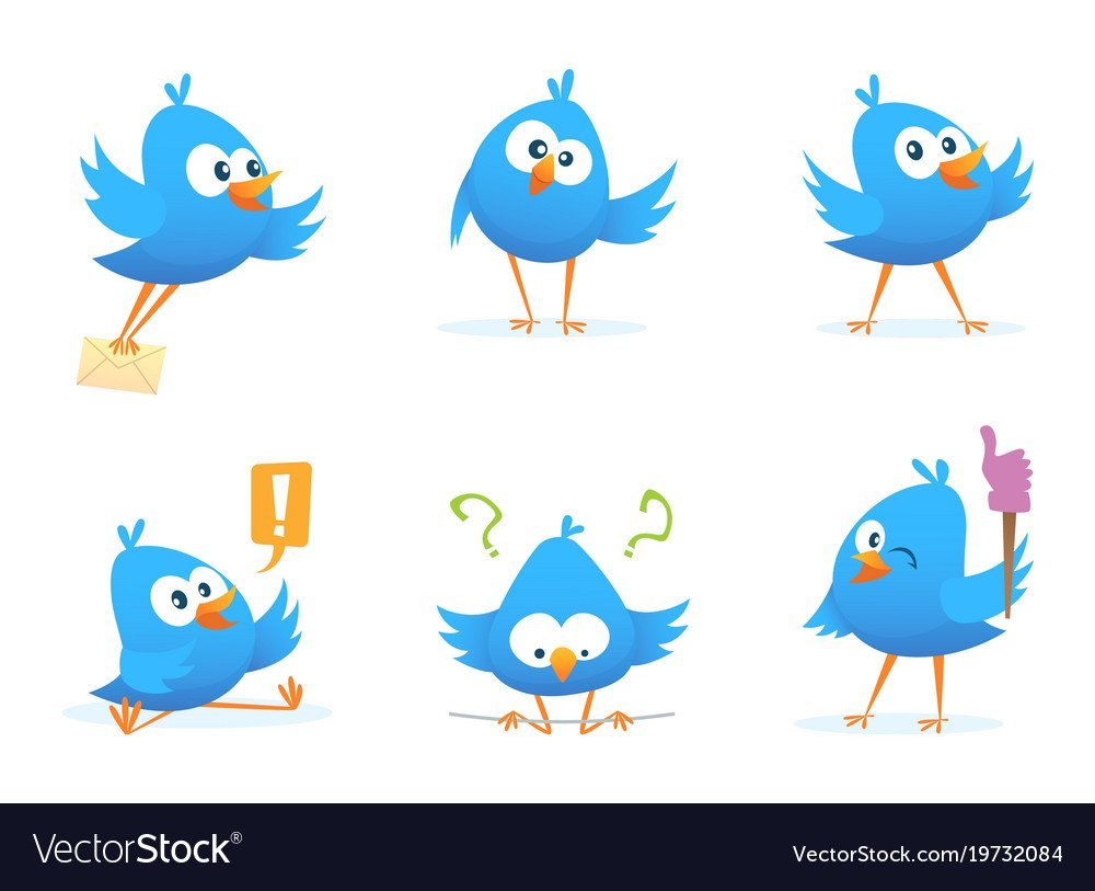 Нарисованная синяя круглая птичка