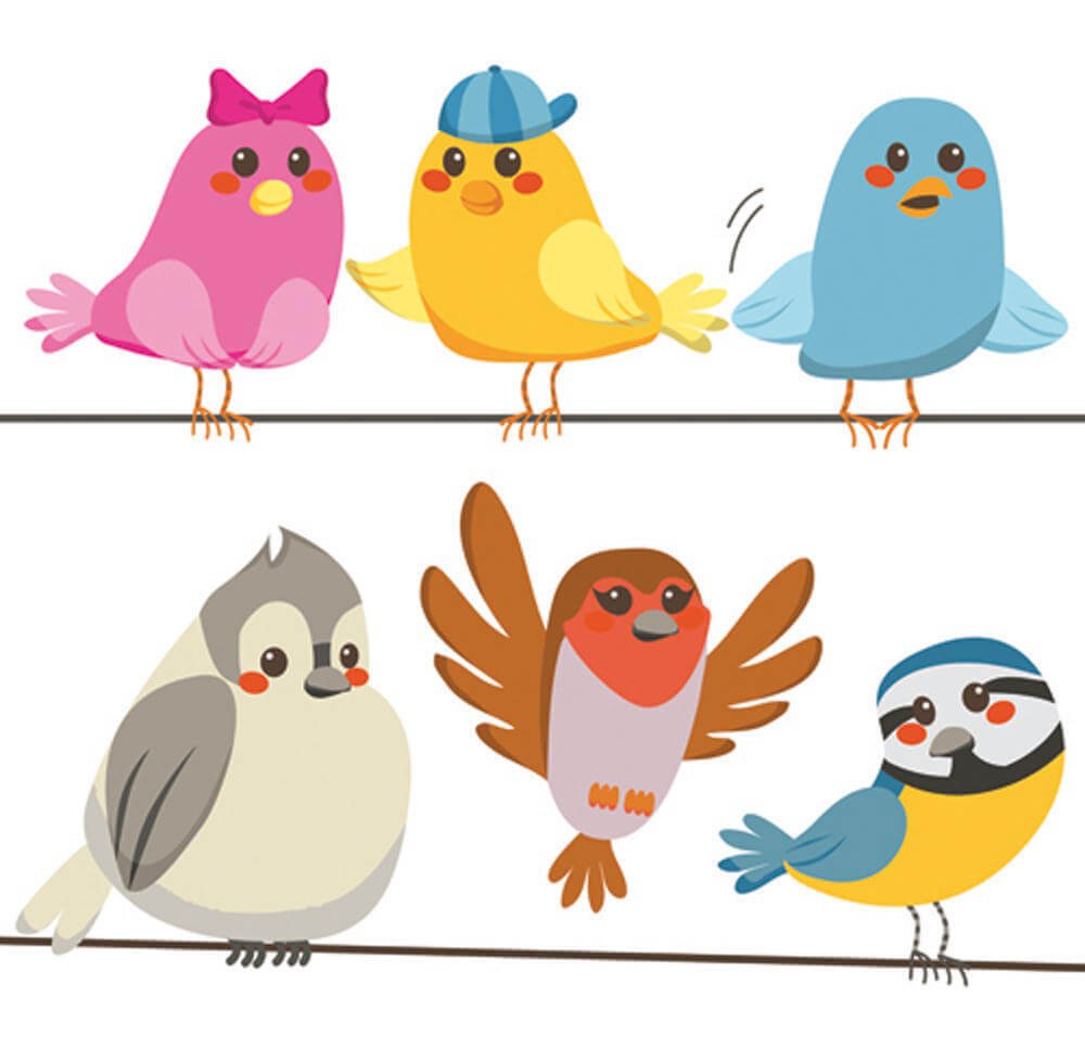Веселые разноцветные птички