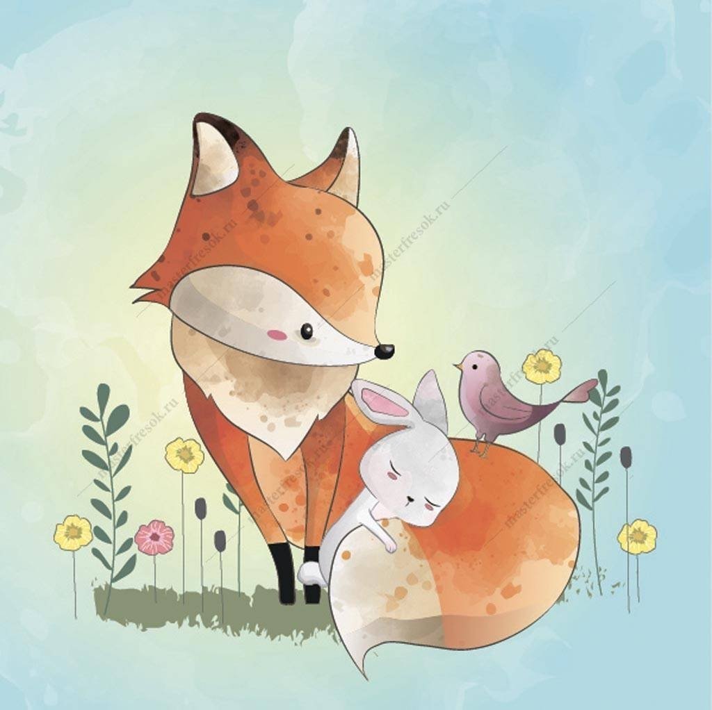 Лисичка акварель