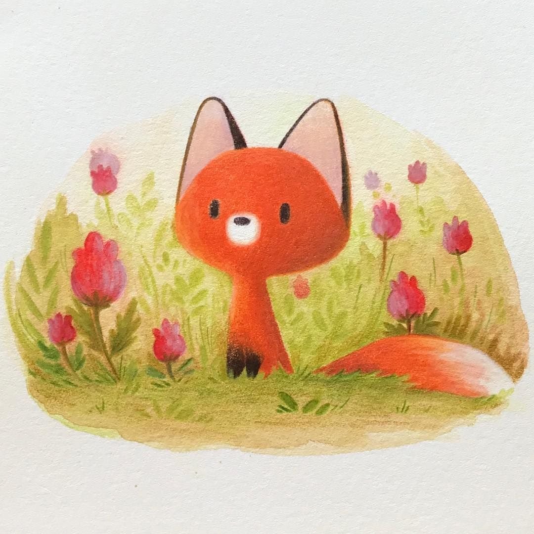 Осенние животные акварель