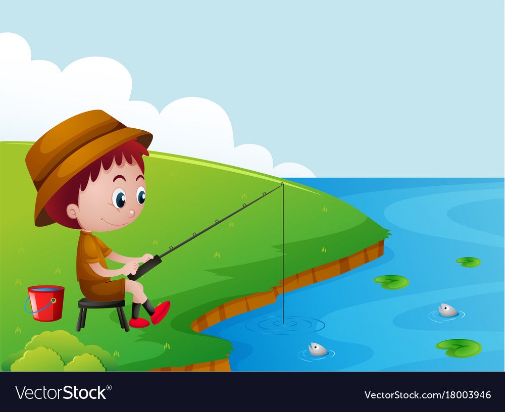 Мальчик поймал рыбу