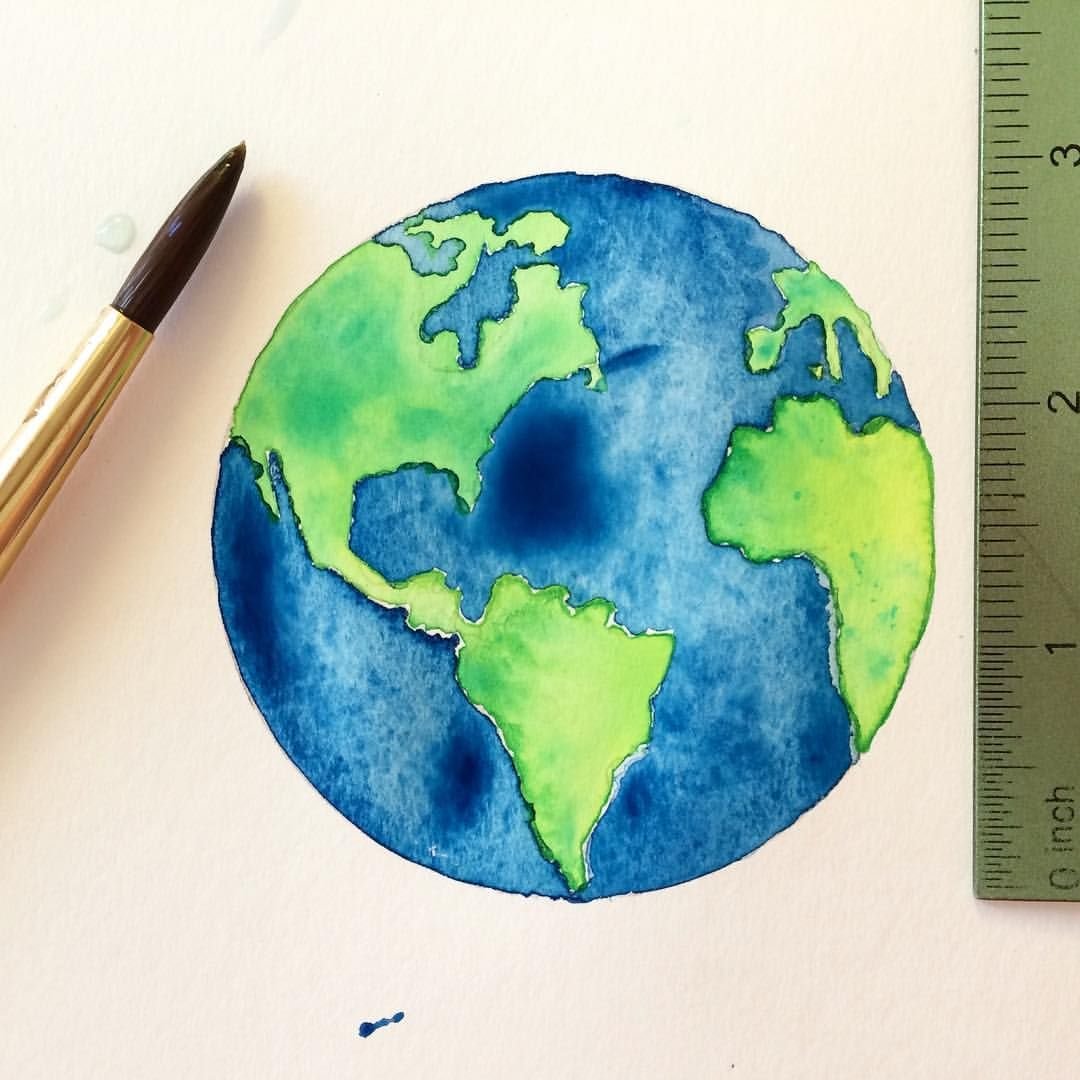 Земля рисунок карандашом цветным